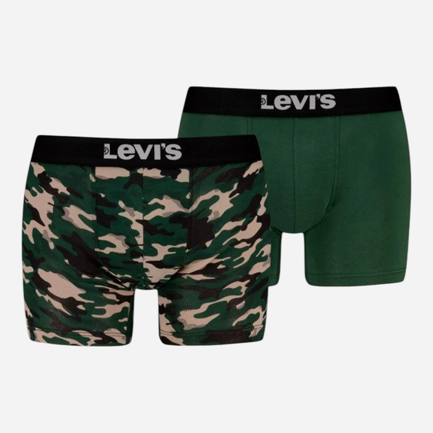 Набір трусів-боксерів чоловічих бавовняних Levi's Camo Aop Boxer Brief 2P 701229542-001 L 2 шт Чорний/Зелений (8720245656207) - зображення 1