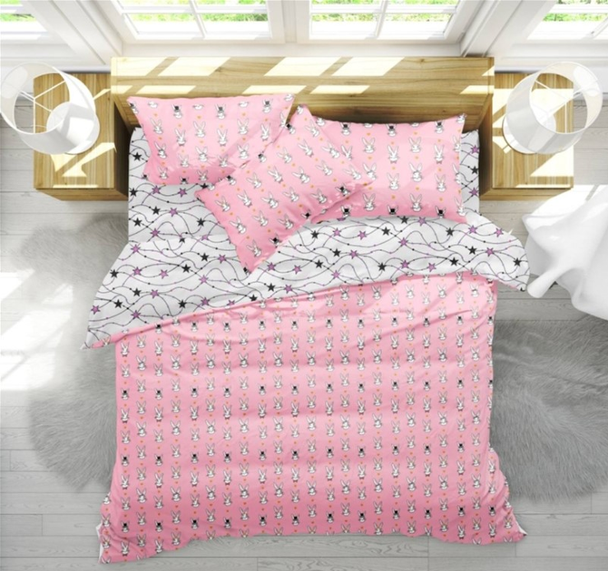 Акція на Наволочка MirSon Бязь 17-0528 Bunnies pink 40 x 60 см від Rozetka