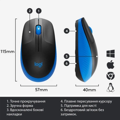 Мышка Logitech M190 Blue (910-005907) - Фото 6 Мышка Logitech M190 Blue (910-005907) - изображение 6