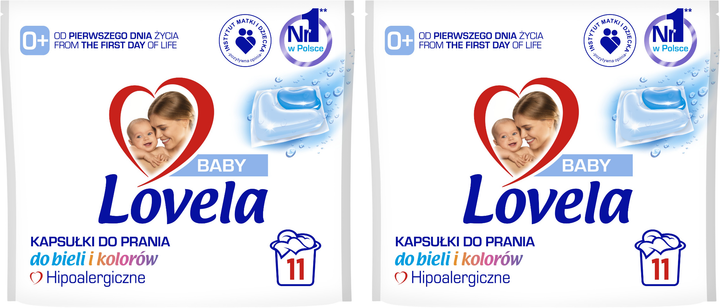 Kapsulki do prania Lovela Baby do bieli i kolorow 2 x 11 szt (5908252013883/2) - obraz 1