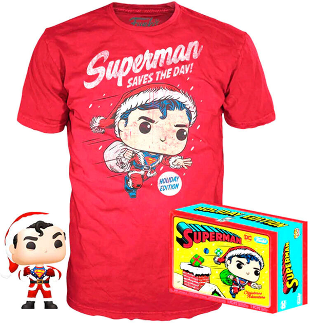 Zestaw prezentowy Funko Pop! & Tee DC Comics Superman Exclusive Flocked Figurka 9 cm + Koszulka Rozmiar XL (889698506489) - obraz 1