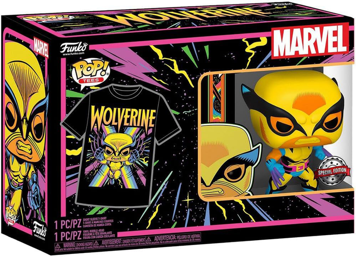 Подарунковий набір Funko Pop! & Tee Marvel Wolverine Black Light Фігурка 9 см + Футболка Розмір M (889698551403) - зображення 1