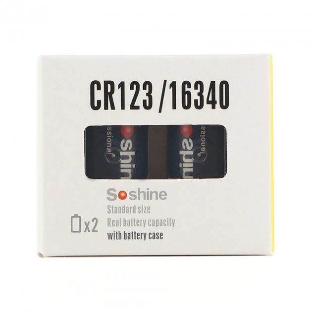 Акумулятор 16340/CR123 Li-Ion Soshine RCR123-3.7V, 700mAh, 1A, 2 штуки в пласиковому боксі - зображення 5