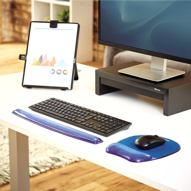 Підкладка під зап'ястя Fellowes Crystal Mouse & Wrist Pad Gel Cyan (77511911415) - зображення 6