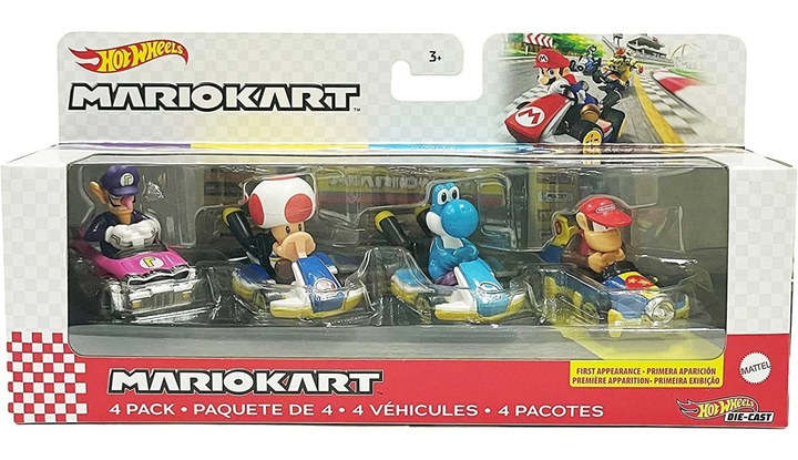 Zestaw samochodów Hot Wheels Mariokart 4 szt GXX98 (887961965537) - obraz 1