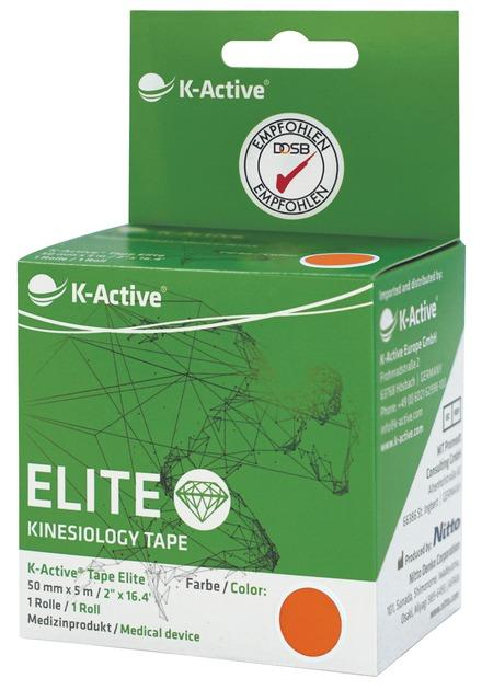 Кінезіо тейп для чутливої шкіри K-Active Tape Elite Японія 5см х 5м помаранчевий - зображення 2