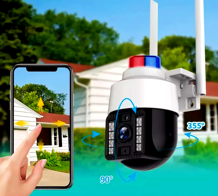 IP Wi-Fi камера відеоспостереження 4G з віддаленим доступом, вулична + блок живлення (v380 APP) PTZ-KU15 - зображення 4