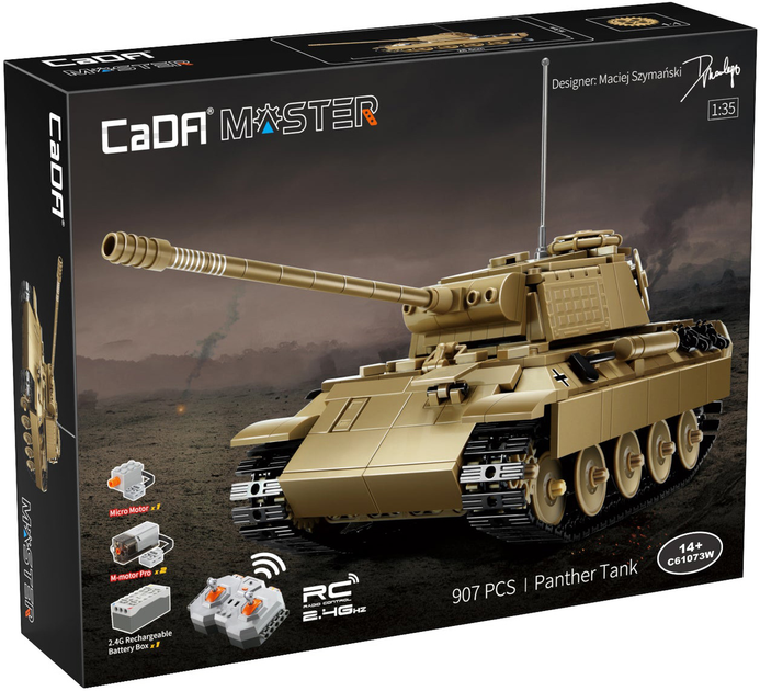 Klocki konstrukcyjne CaDa C61073W Panther Tank zdalnie sterowany 1:35 907 szt (6948061927109) - obraz 1