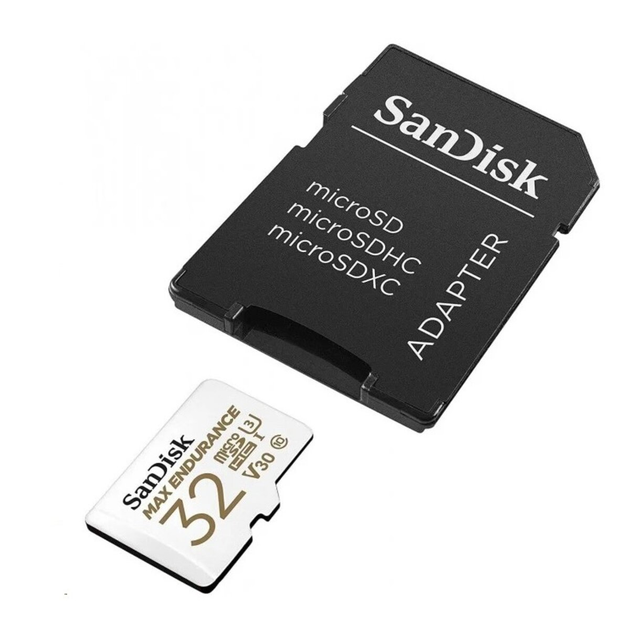 Карта пам'яті SanDisk Max Endurance 32Gb microSDHC V30 (100Mb/s) + adapter SD - Фото 2 Карта пам'яті SanDisk Max Endurance 32Gb microSDHC V30 (100Mb/s) + adapter SD - зображення 2