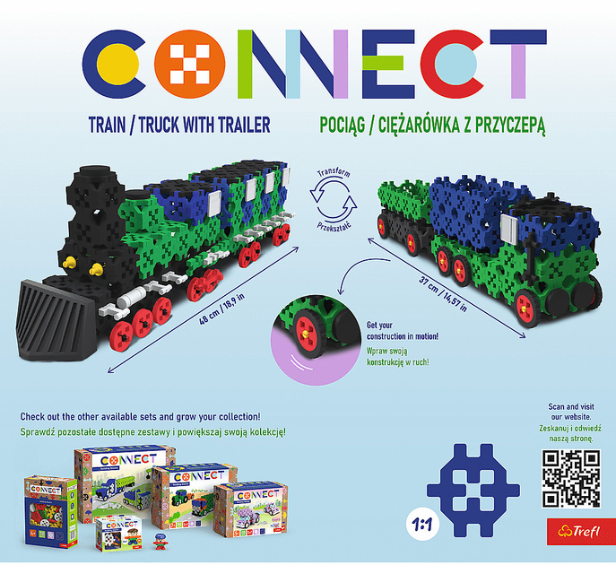 Конструктор Trefl Connect 2 в 1 Потяг/вантажівка L 279 елементів (5900511619768) - зображення 6