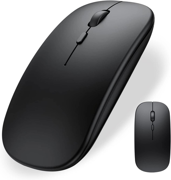 Аккумуляторная компьютерная мышь BLACK бесшумная беспроводная мышка для компьютера / ноутбука с Bluetooth и 2.4G, черный (95700100) - изображение 1