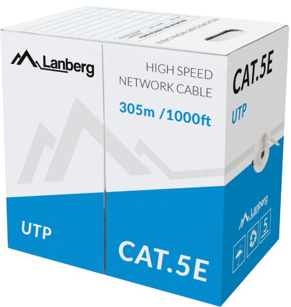 Skrętka Lanberg Lan UTP 100MB/S 305M Cat 5e Grey (LCU5-11CC-0305-S) - obraz 1