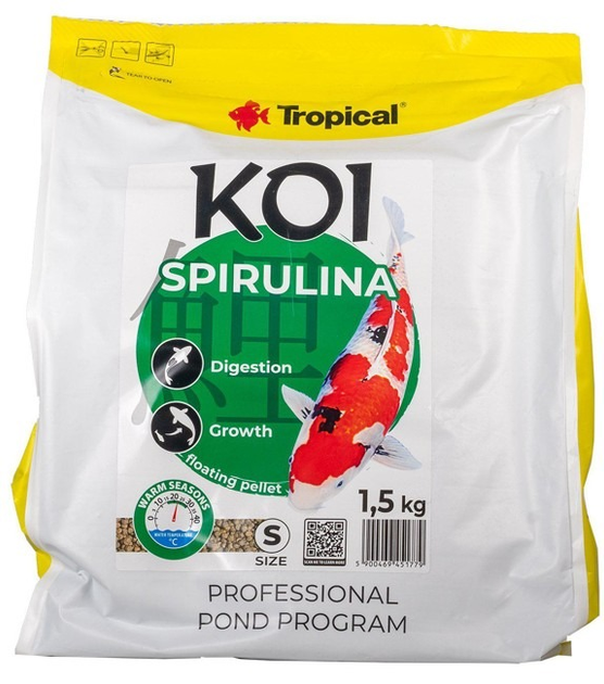 Корм Tropical KOI для ставкових риб Spirulina Pellets 5л/1.5 кг (5900469451779) - зображення 1