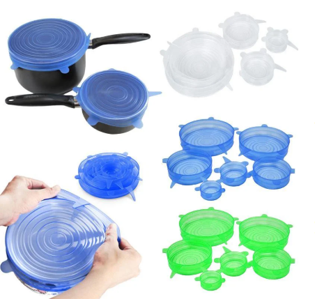Універсальні силіконові кришки 6 шт Stretch and Fresh Blue - зображення 6