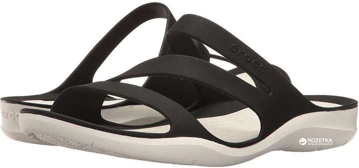 Женские шлепанцы Crocs Jibbitz Swiftwater Sandal 203998-066 42-43 (W11) 27 см Черные с белым (887350888539) - Фото 7 Женские шлепанцы Crocs Jibbitz Swiftwater Sandal 203998-066 42-43 (W11) 27 см Черные с белым (887350888539) - изображение 7