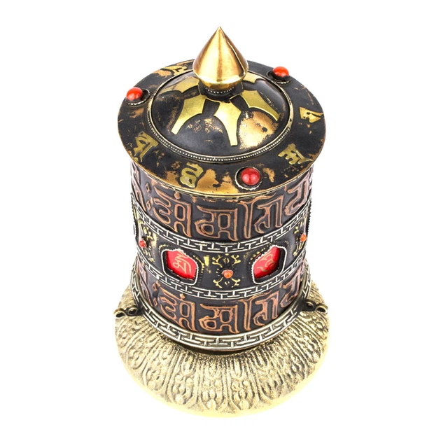 Молитовний барабан HandiCraft Мані. Мідь карбування інкрустація камінням 17 см (26848) - Фото 4 Молитовний барабан HandiCraft Мані. Мідь карбування інкрустація камінням 17 см (26848) - зображення 4