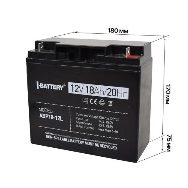 Аккумулятор 12В 18 Ач для ИБП I-Battery ABP18-12L - изображение 3
