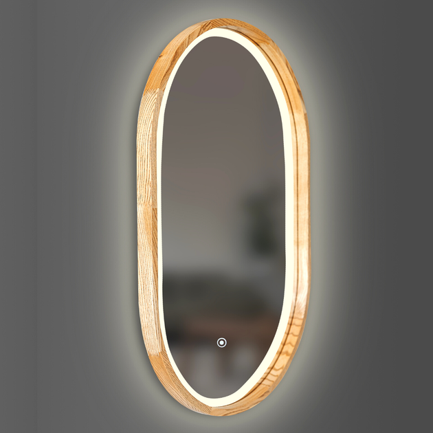 Зеркало капсула деревянное с LED-подсветкой Luxury Wood Freedom Natural Dark Ясень 50x80 см - изображение 2
