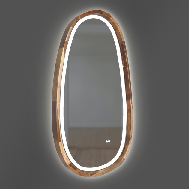 Дзеркало асиметричне дерев'яне з LED-підсвіткою Luxury Wood Dali Natural Walnut Горіх 55x85 см - зображення 2
