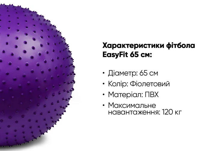 Фитбол (мяч для фитнеса) EasyFit EF-3015-V Ø65см фиолетовый для йоги и пилатеса. - Фото 3 Фитбол (мяч для фитнеса) EasyFit EF-3015-V Ø65см фиолетовый для йоги и пилатеса. - изображение 3
