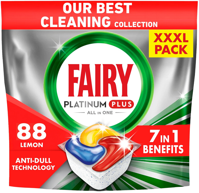 Капсули для посудомийних машин Fairy Platinum Plus All in One Лимон 3х88 шт (8700216236362) - зображення 1