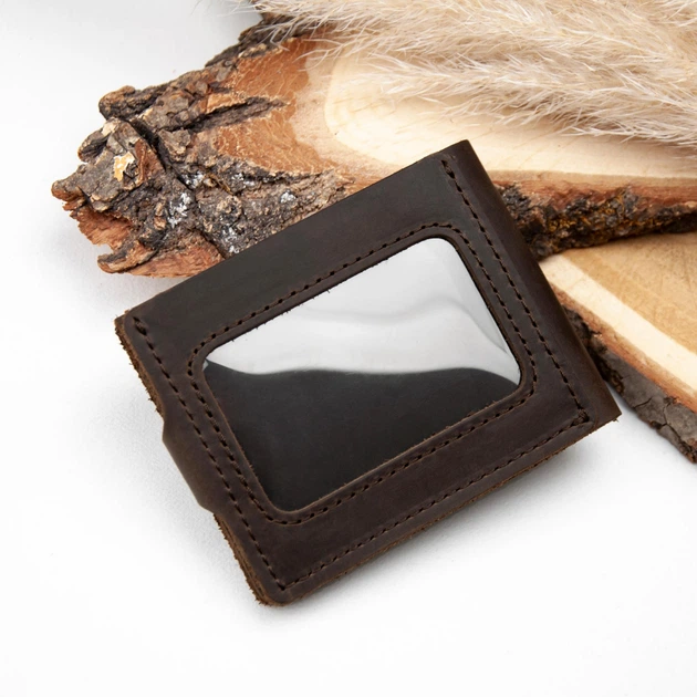 Мужское портмоне из натуральной кожи в деревянной коробке, Brown, Malina Leather - изображение 6