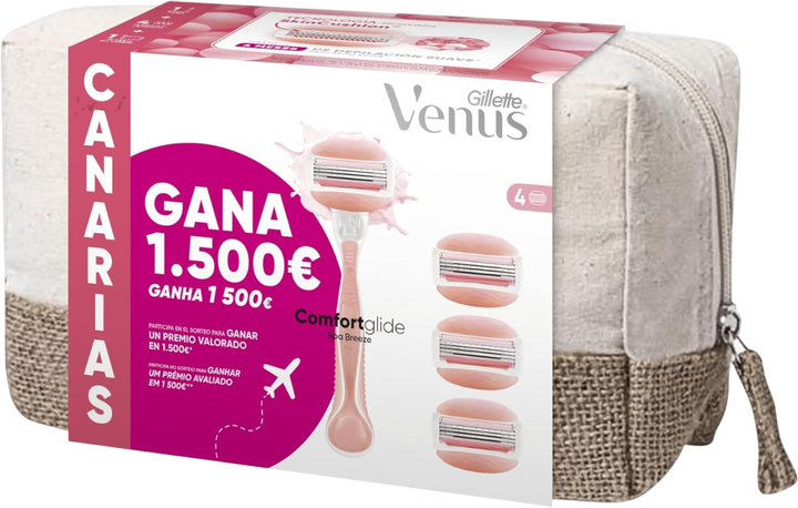 Станок для гоління жіночий Gillette Venus Comfortglide Spa Breeze Canarias з 4 змінними картриджами + Косметичка (8700216454926) - зображення 1