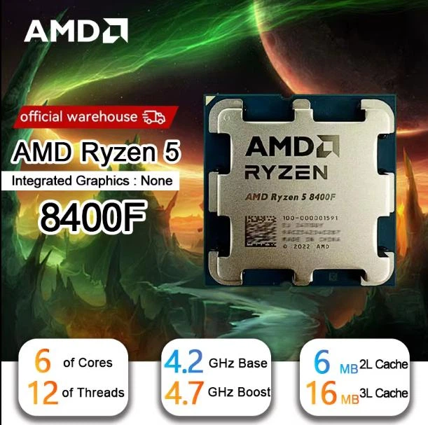 購入直後新品未使用AMD Ryzen 5 8400F CPU AM5 Процессор AMD Ryzen 5 8400F s-AM5 4.7GHz/16MB Tray (100-000001591 CPU