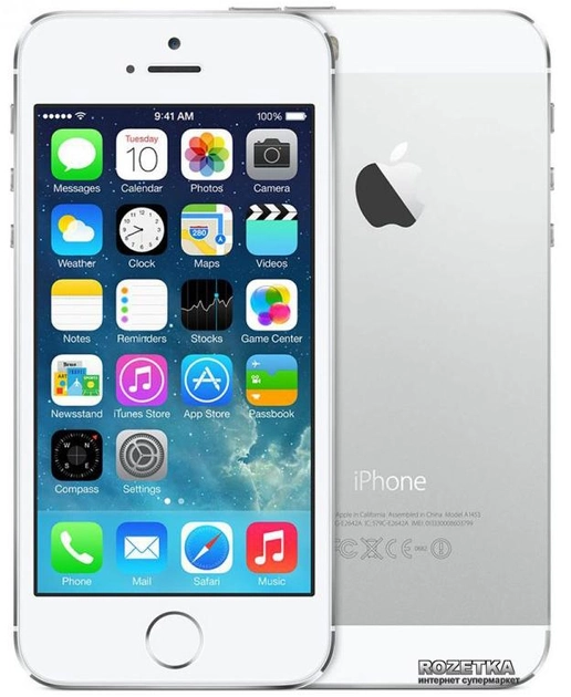 Мобильный телефон Apple iPhone 5s 64GB Silver (FE439UA/A) как новый Original factory refurbished by Apple + защитное стекло и чехол! - изображение 1