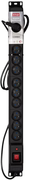Мережевий фільтр Activejet COMBO 12 розеток 3 м з вимикачем Black (5901443111399) - зображення 4