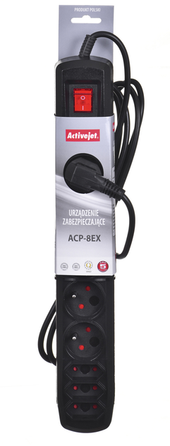 Listwa przeciwprzepięciowa Activejet APN-8g/3m-BK 8x AC 3m Black - obraz 3