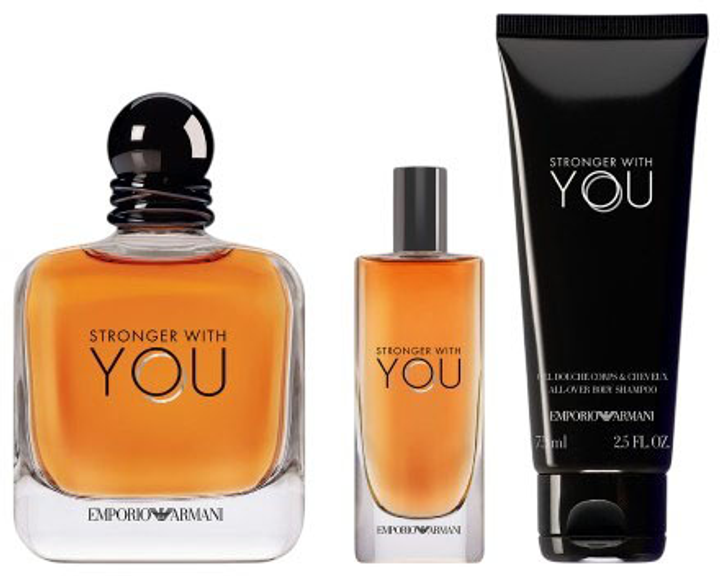 Zestaw męski Giorgio Armani Emporio Stronger With You Woda toaletowa 100 ml + Woda toaletowa 15 ml + Żel pod prysznic 75 ml (3614274185997) - obraz 1