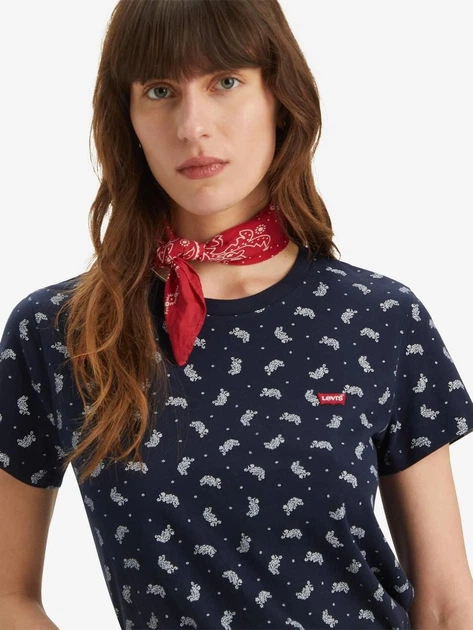 Футболка бавовняна жіноча Levi's The Perfect 39185-0327 L Темно-синя (5401157434420) - зображення 4