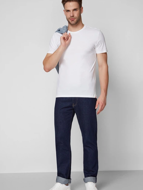 Набір футболок бавовняних довгих чоловічих Levi's Slim Crewneck 79541-0002 M 2 шт Білий/Темно-синій (5400816413813) - зображення 5