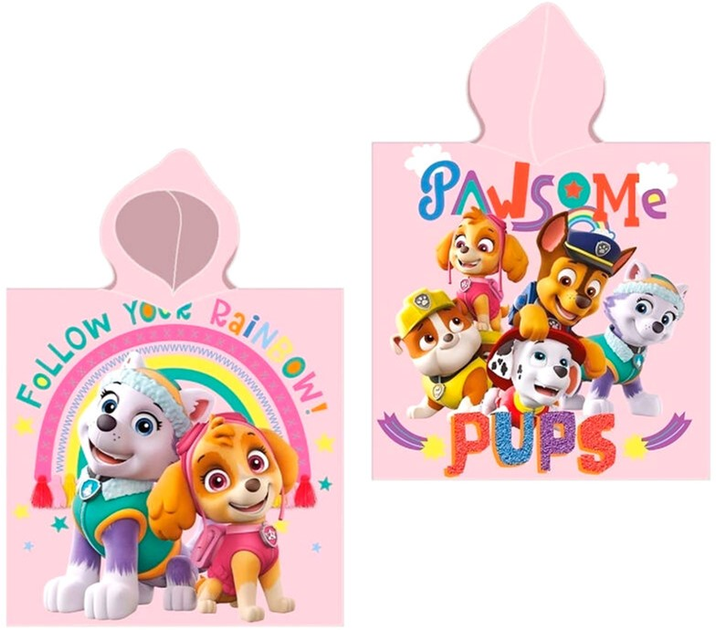 Ręcznik-ponczo Spin Master Paw Patrol 55 x 100 cm z kapturem Różowy (8435631344674) - obraz 2