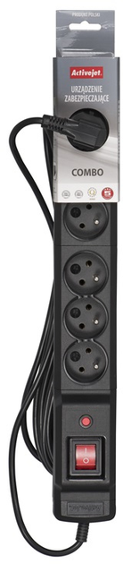 Listwa przeciwprzepięciowa Activejet COMBO 6GN 5M Black - obraz 3