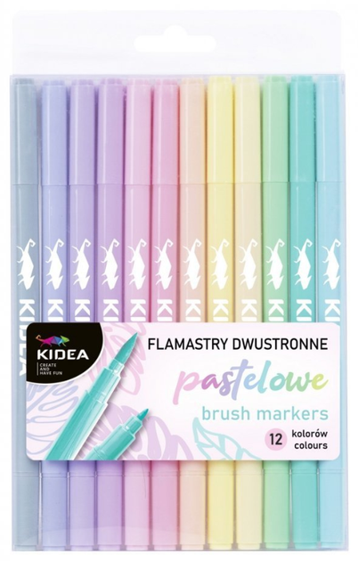 Zestaw flamastrów Kidea B Brush pastelowe dwustronne 12 kolorów (5901130090020) - obraz 1