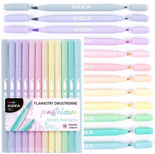 Zestaw flamastrów Kidea B Brush pastelowe dwustronne 12 kolorów (5901130090020) - obraz 3