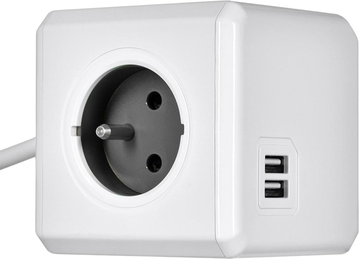 Мережевий розгалужувач Allocacoc PowerCube Extended 2x USB, 4x type E (FR) 3m Grey (2404/FREUPC) - зображення 4