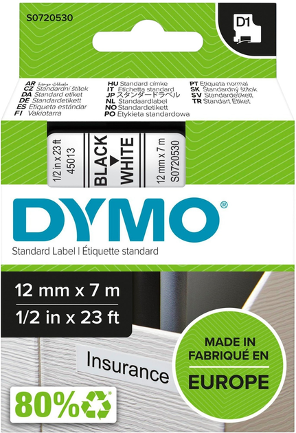 Taśma etykietowa Dymo D1 Original 12 mm x 7 m (5411313450133) - obraz 1