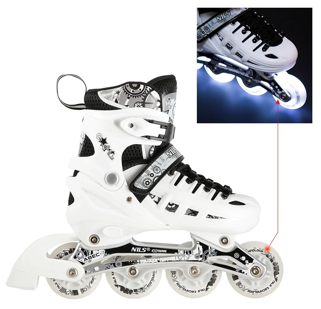 Łyżworolki Nils Extreme 4 w 1 NH10905 39-42 M LED Białe (5907695537260) - obraz 7