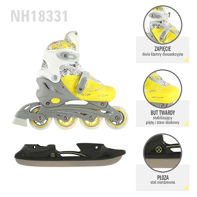 Łyżworolki Nils Extreme 4 w 1 NH18331 35-38 M Limonkowy (5907695596458) - obraz 16