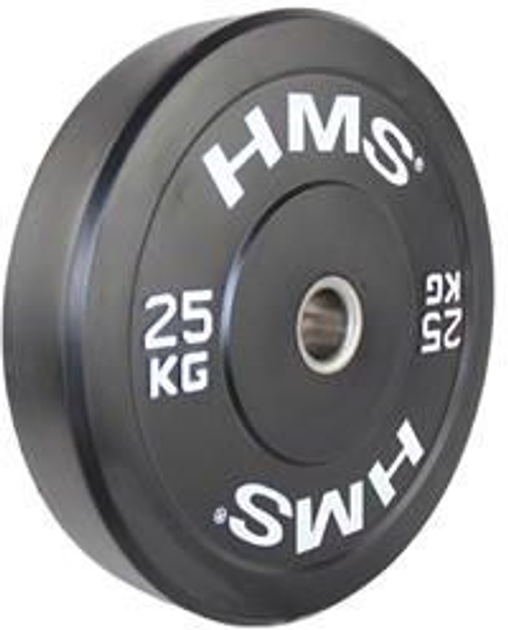 Talerz Olimpijski HMS Bumper 25 kg czarny BBR25 (5907695520576) - obraz 1