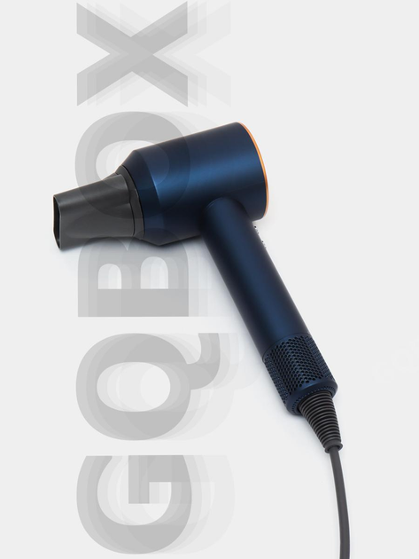 Профессиональный фен стайлер для волос Super Hair Dryer 1600 Вт + 5в1 насадок, синий / золото - изображение 4