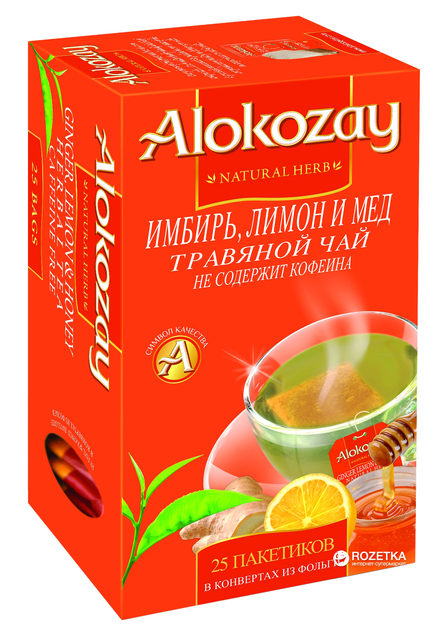 Чай травяной с имбирем и лимоном и медом пакетированный Alokozay 25 x 1 ...