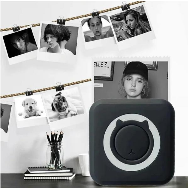 Портативный термопринтер Mini Printer C15 для печати со смартфона без заправки чернил Черный - изображение 12