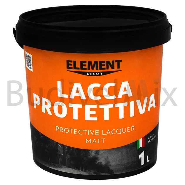Лак захисний ELEMENT Decor Lacca Protettiva акриловий для внутрішніх робіт 1 л матовий - Фото 1 Лак захисний ELEMENT Decor Lacca Protettiva акриловий для внутрішніх робіт 1 л матовий - зображення 1