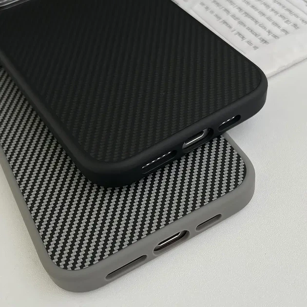 Чохол iPhone 16 Pro Max Kevlar Soft touch with MagSafe black - Фото 4 Чохол iPhone 16 Pro Max Kevlar Soft touch with MagSafe black - изображение 4