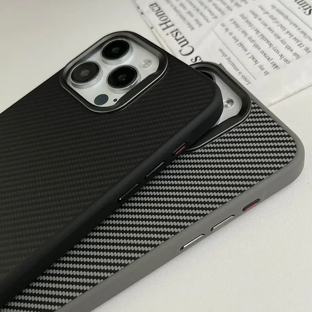 Чохол iPhone 16 Pro Max Kevlar Soft touch with MagSafe black - Фото 5 Чохол iPhone 16 Pro Max Kevlar Soft touch with MagSafe black - изображение 5