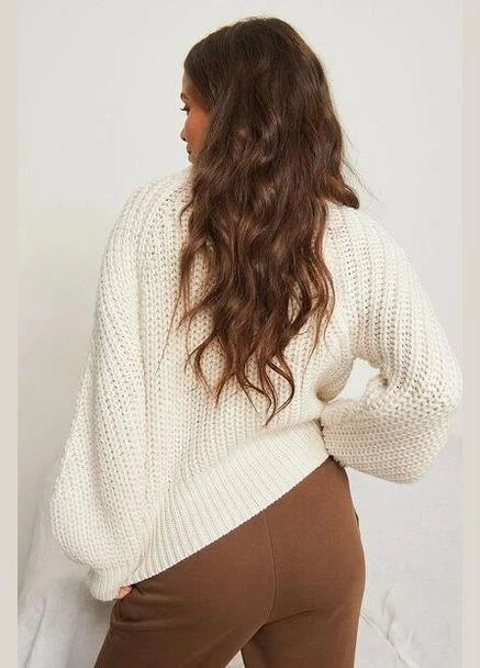 Вязаный зимний женский свитер, джемпер NA-KD Knitted Sweater XS Белый - Фото 3 Вязаный зимний женский свитер, джемпер NA-KD Knitted Sweater XS Белый - изображение 3
